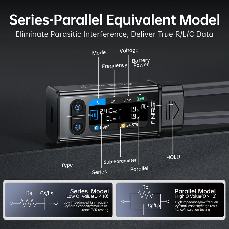 FNIRSI® LCR-ST2 100K LCR ESR Ölçüm Cihazı 2’si 1 Arada Dijital Cımbız Köprüsü