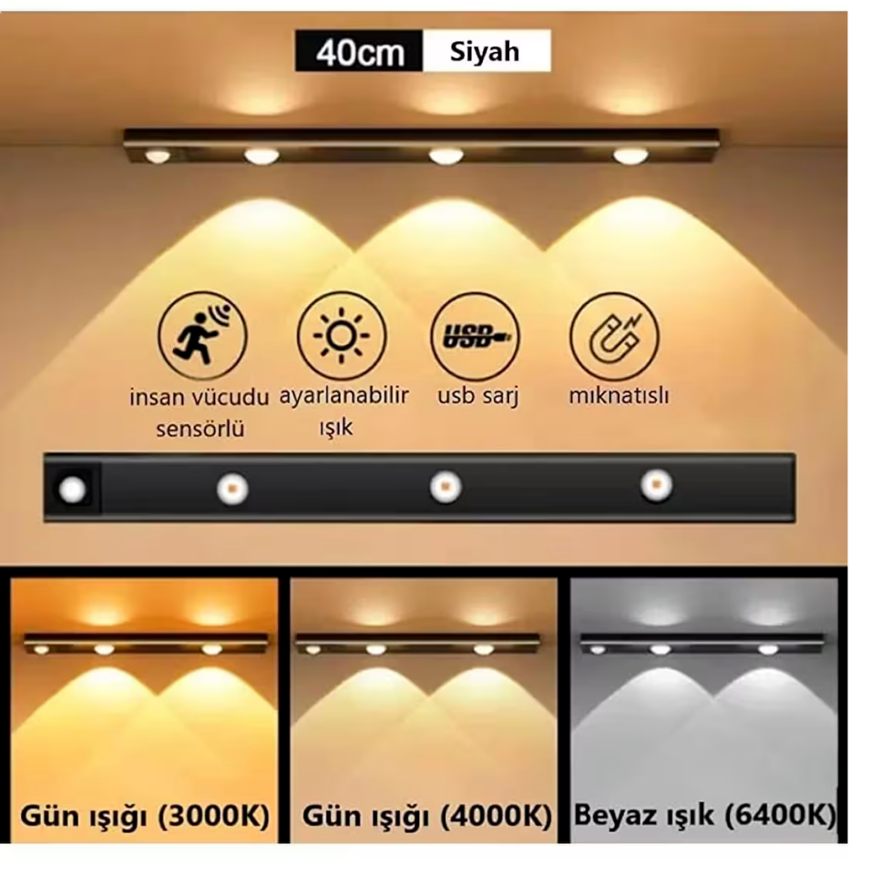 NOAS YL05-6100 3w Aztek LED Cabinet siyah Kasa-3 Renk