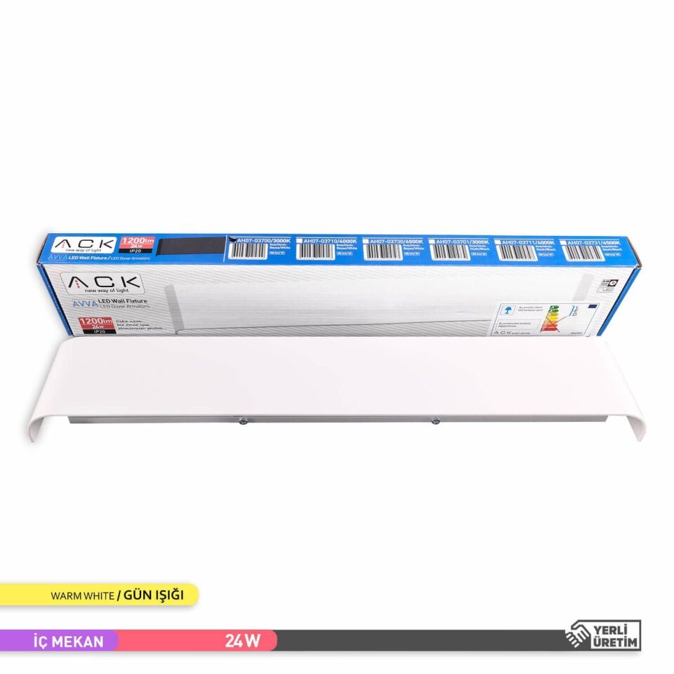 ACK AH07-03700 18W 3000K 9 cm X 50 cm LED Duvar Armatürü Beyaz