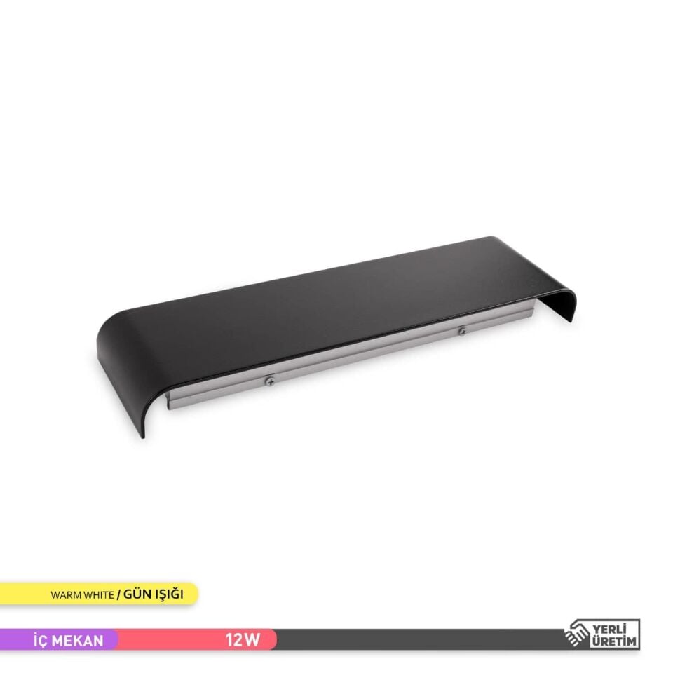 ACK AH07-03301 12W 3000K 9 cm X 35 cm LED Duvar Armatürü Siyah