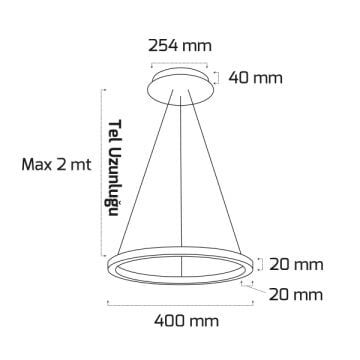 GOYA GY 8220-40 Siyah/Beyaz Kasa 20 Watt 40 cm Halka Lineer Avize