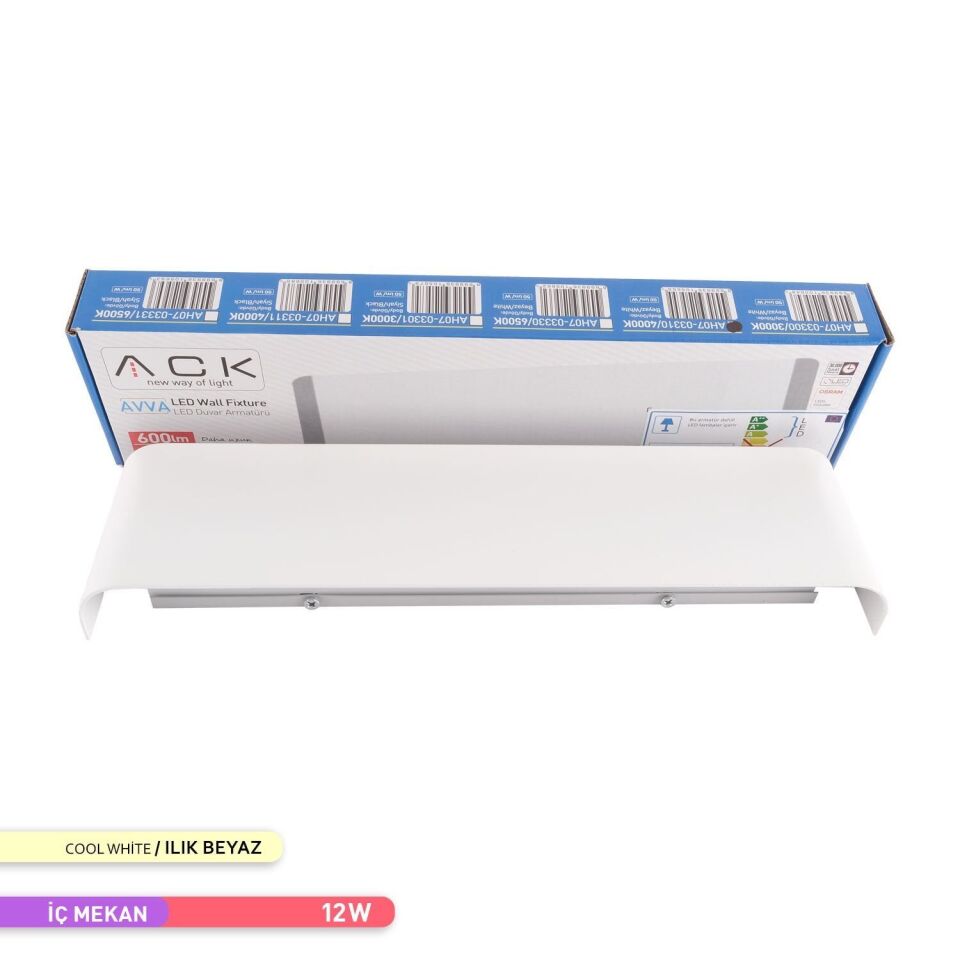 ACK AH07-03310 12W 4000K 9 cm X 35 cm LED Duvar Armatürü Beyaz