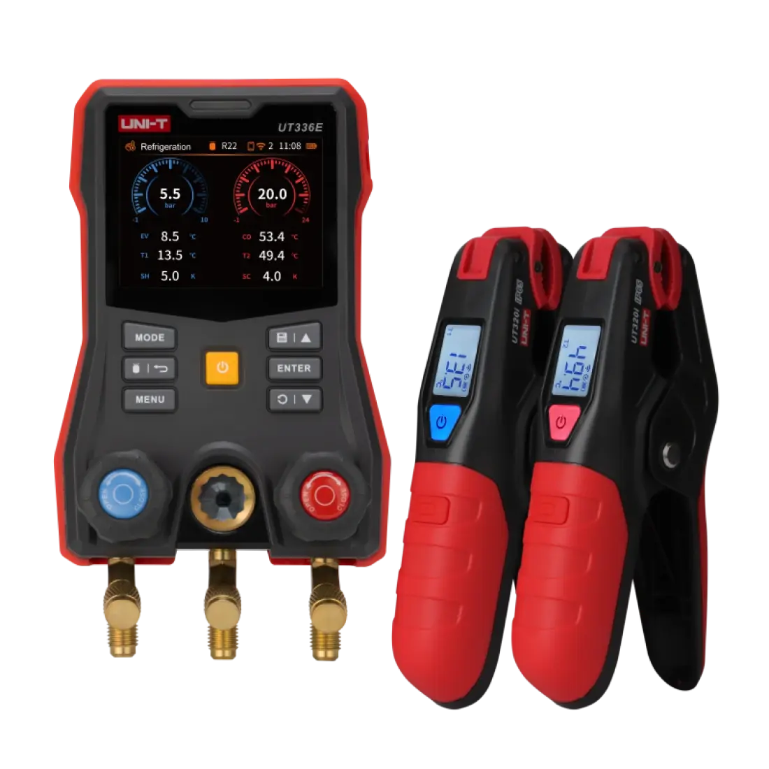 UNI-T UT336E KIT Kablosuz Sıcaklık Kelepçeli Dijital Manifold Ölçüm Cihazı
