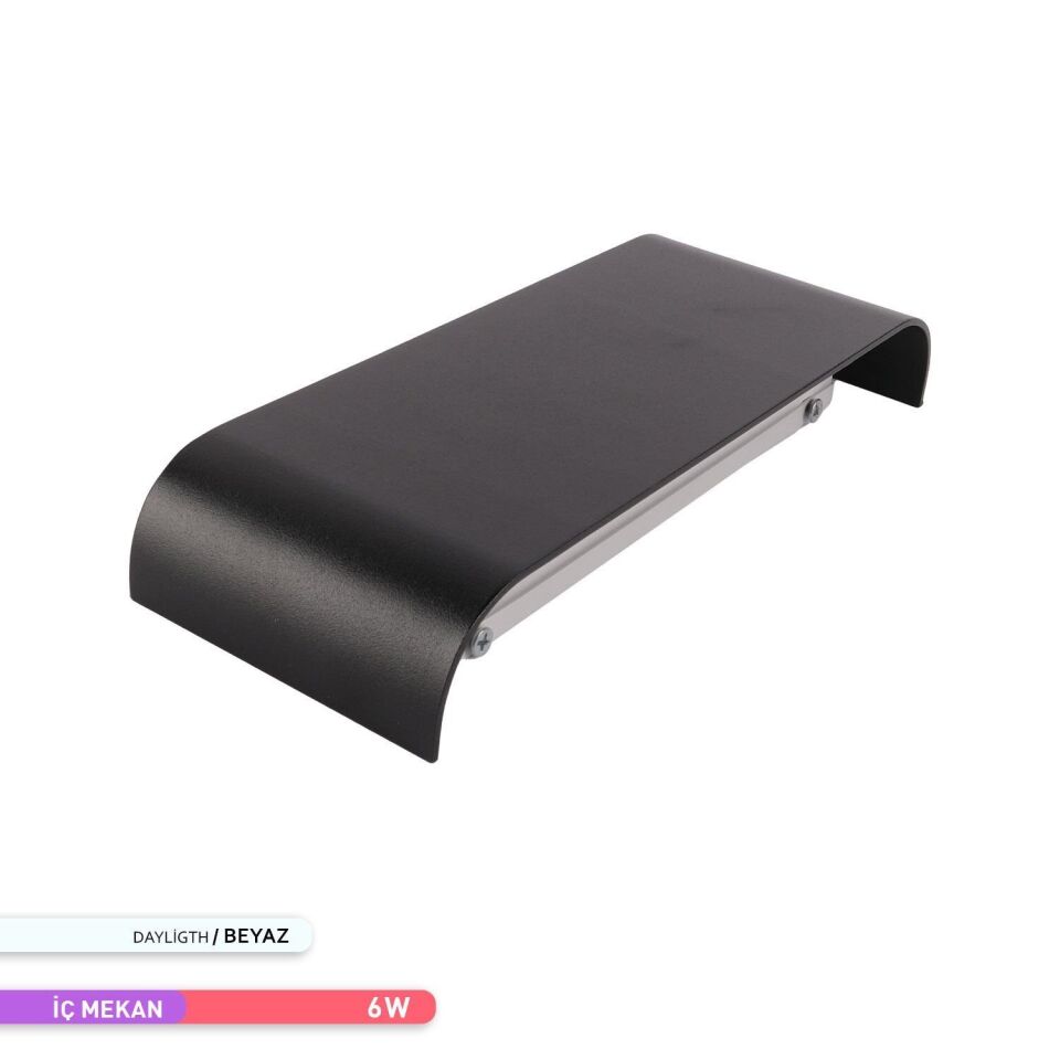 ACK AH07-03231 6W 6500K 9 cm X 23 cm LED Duvar Armatürü Siyah