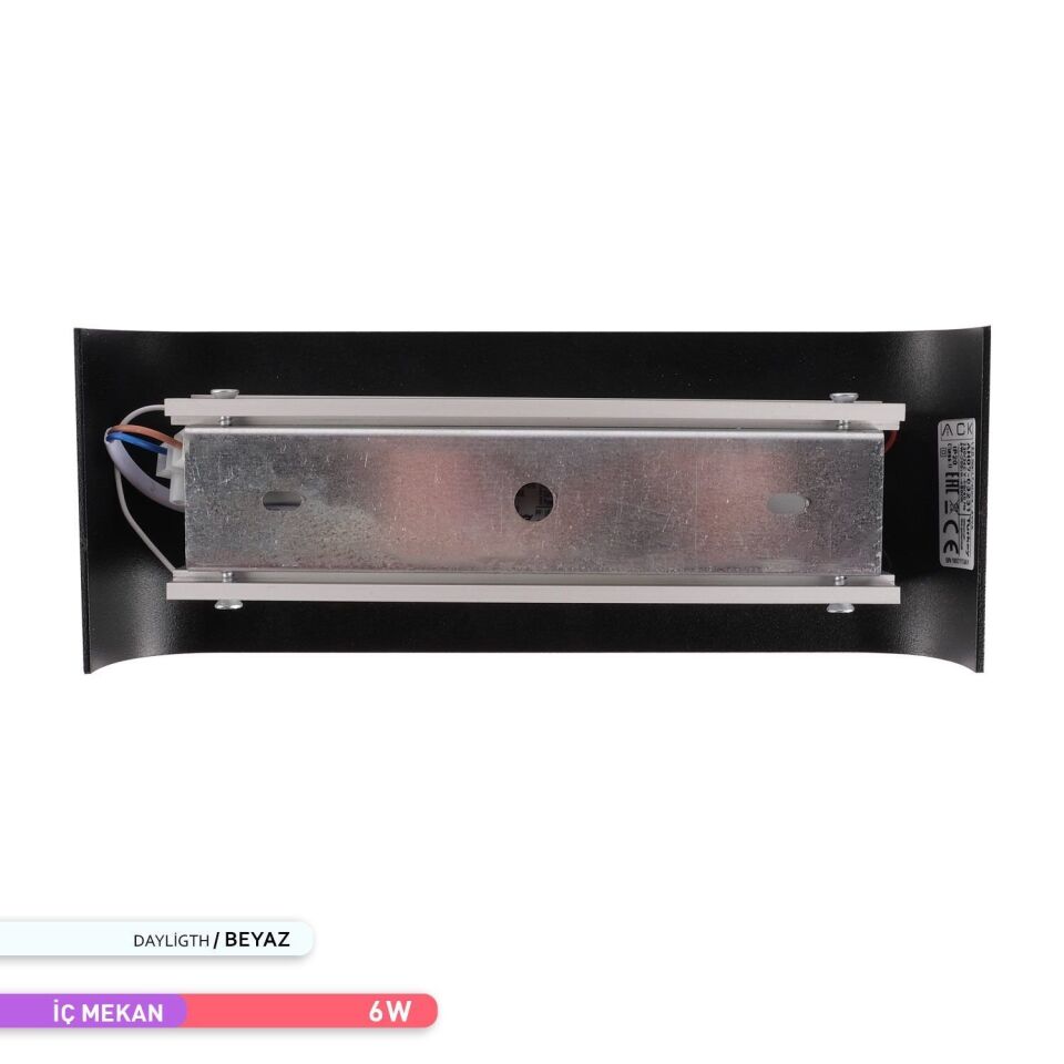 ACK AH07-03231 6W 6500K 9 cm X 23 cm LED Duvar Armatürü Siyah