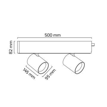 GOYA GY 8059-50 Siyah/Beyaz Kasa 36 Watt Eklenebilir İkili Modüler Ray Spot