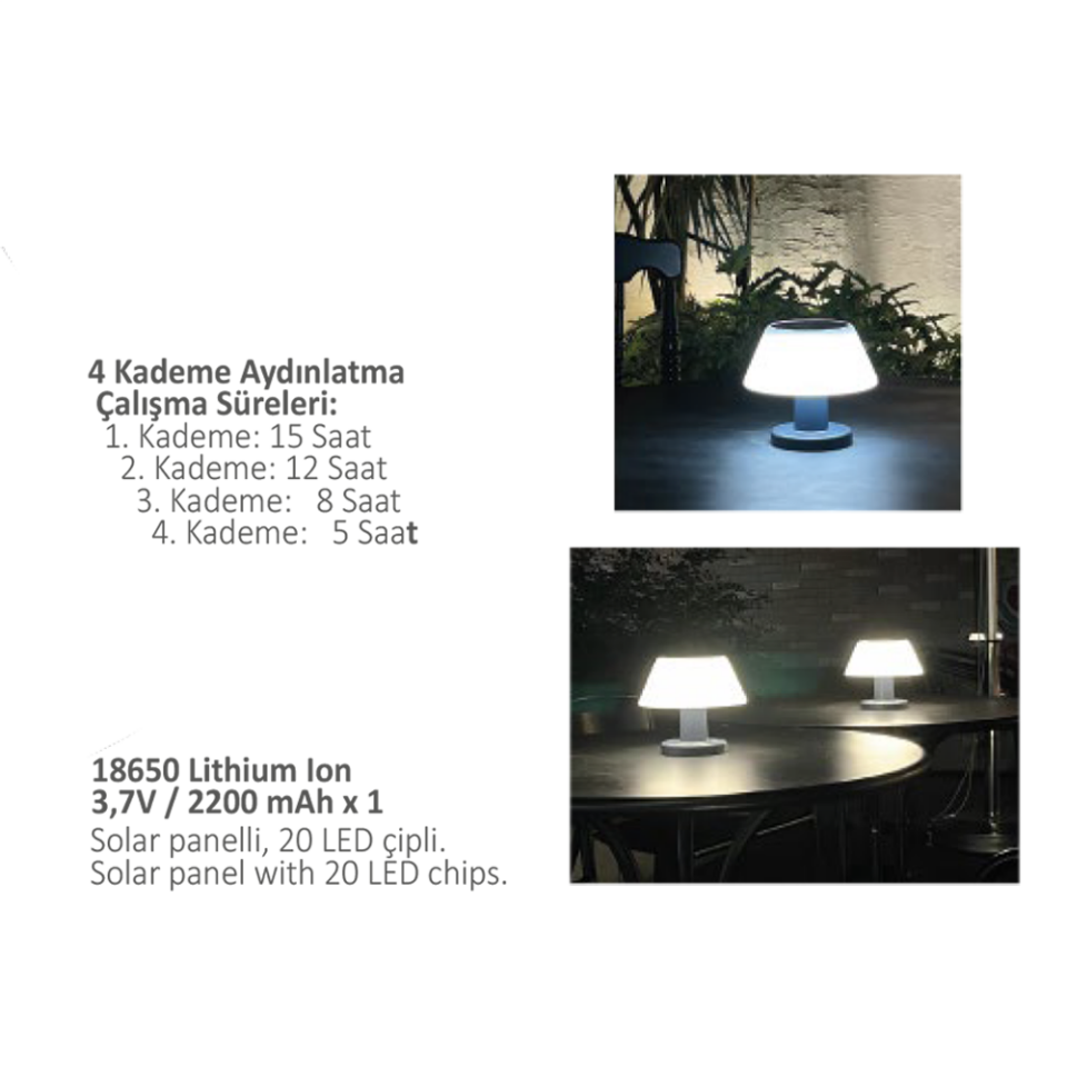 ACK AG60-30801 Solar LED 10W Bahçe Aydınlatma Armatür 20 LED Çipli
