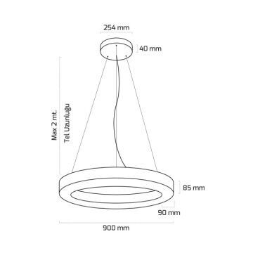 GOYA GY 8112-90 Siyah/Beyaz Kasa 122 Watt 90 cm Halka Lineer Avize