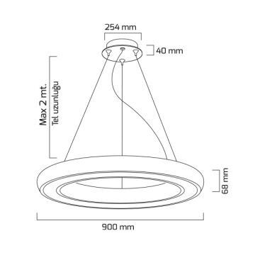 GOYA GY 8122-90 Siyah/Beyaz Kasa 122 Watt 90 cm Halka Lineer Avize