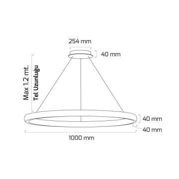 GOYA GY 8261-100 Siyah/Beyaz Kasa 200 Watt 100 cm Dekoratif LED Avize