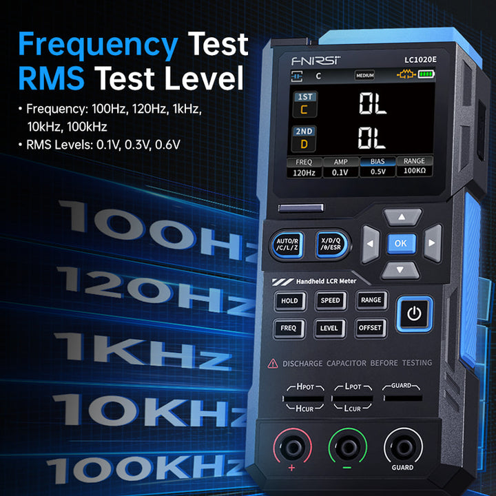 Fnirsi LC1020E Yüksek Hassasiyetli Elde Taşınabilir Dijital Köprü LCR ESR Test Cihazı