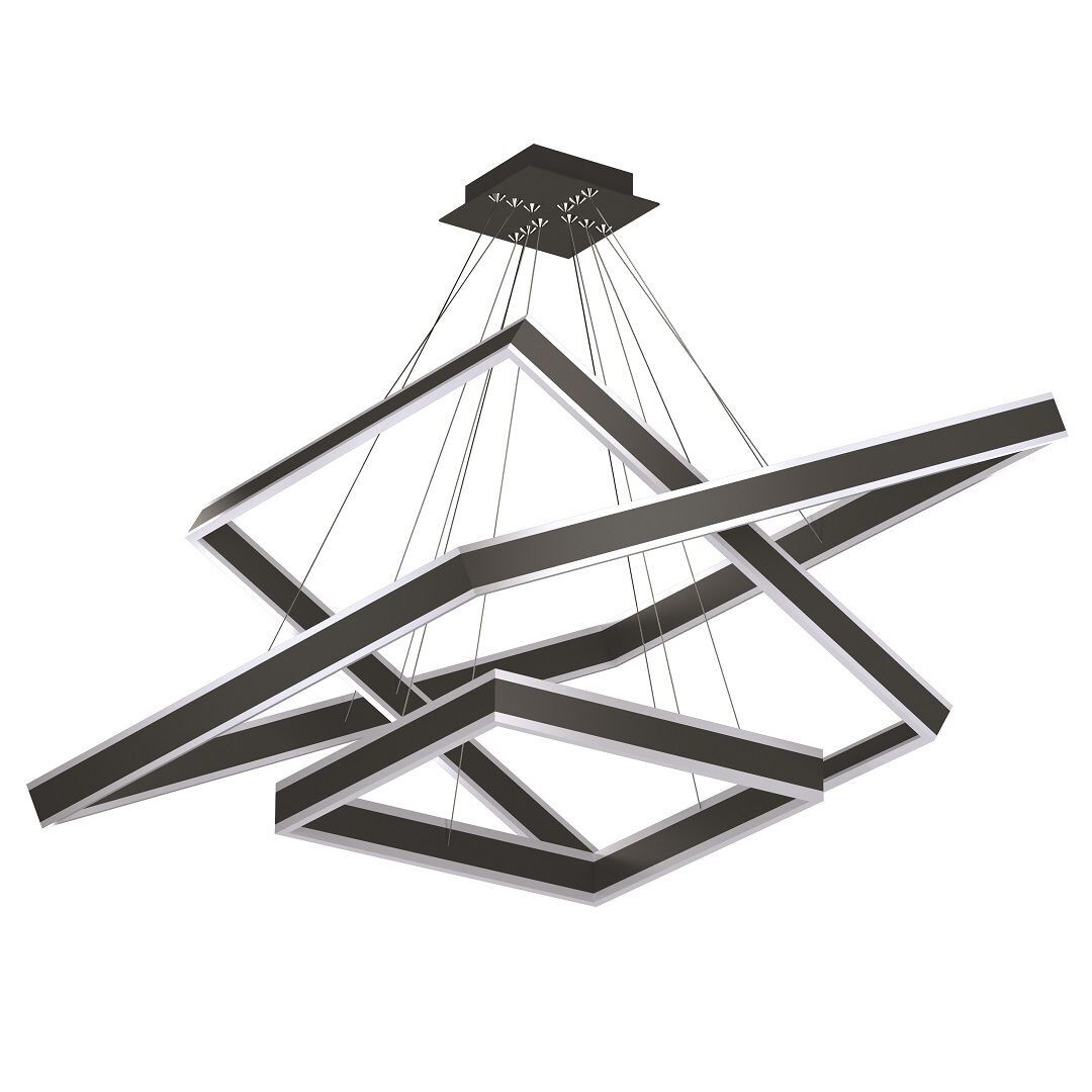 GOYA GY 8213 Siyah/Beyaz Kasa 165 Watt Üçlü Kare Halka Lineer Avize