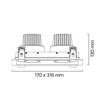 GOYA GY 3042-30 Siyah Kasa 2x30 Watt DİMLİ İkili LED Mağaza Spotu