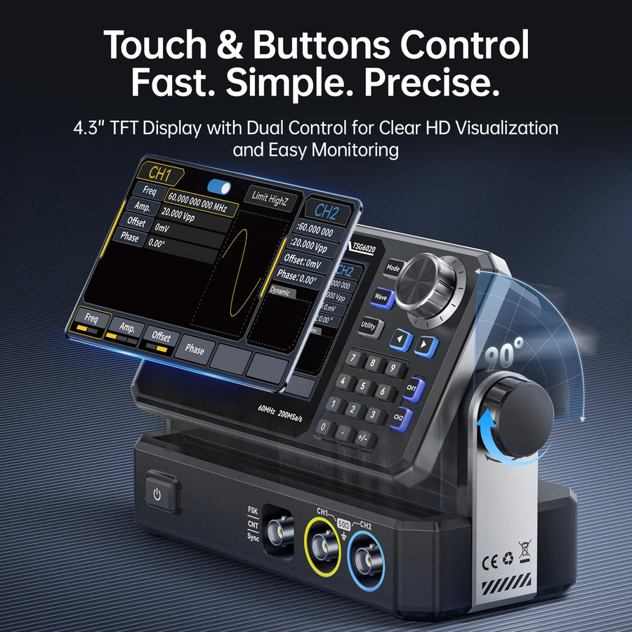 FNIRSI TSG6020 2 Kanallı 60MHz 200MSa/s Fonksiyon Sinyal Jeneratörü