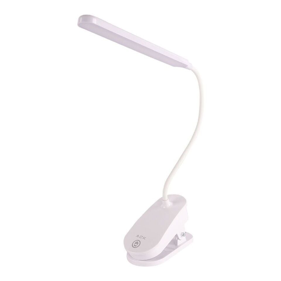 ACK AF11-10012 Şarjlı Mandallı LED Masa Lambası, Ayarlanabilir Dokunmatik Işık, Çalışma ve Okuma Lambası