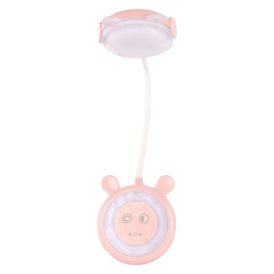 ACK AF11-10011 Pembe Şarj Edilebilir Dokunmatik Dimlenebilir Çift Işıklı LED Masa Lambası