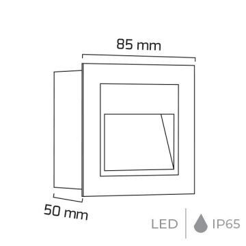 GOYA GY 6241 3 Watt Sıva Altı Siyah Kare Dış Mekan LED Merdiven Armatürü