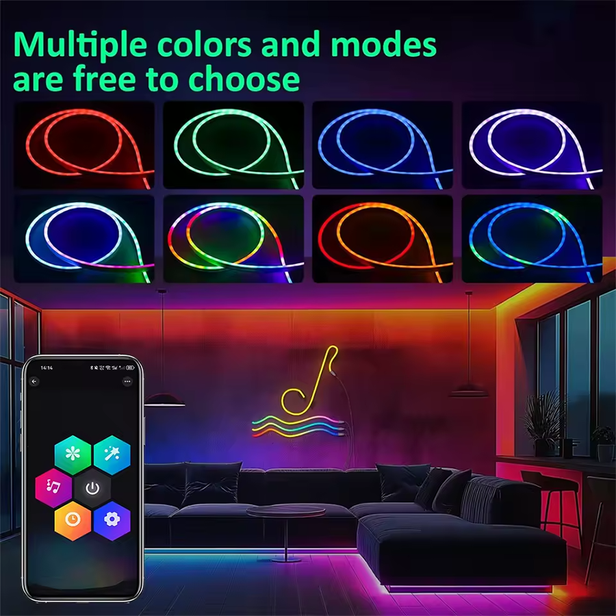 SRC Pixel Neon Led Set 5 Metre RGB Kumandalı + Wifi Kontrol Esnek Şerit Led