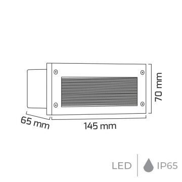 GOYA GY 6243 3 Watt Sıva Altı Siyah Dikdötgen Dış Mekan LED Merdiven Armatürü