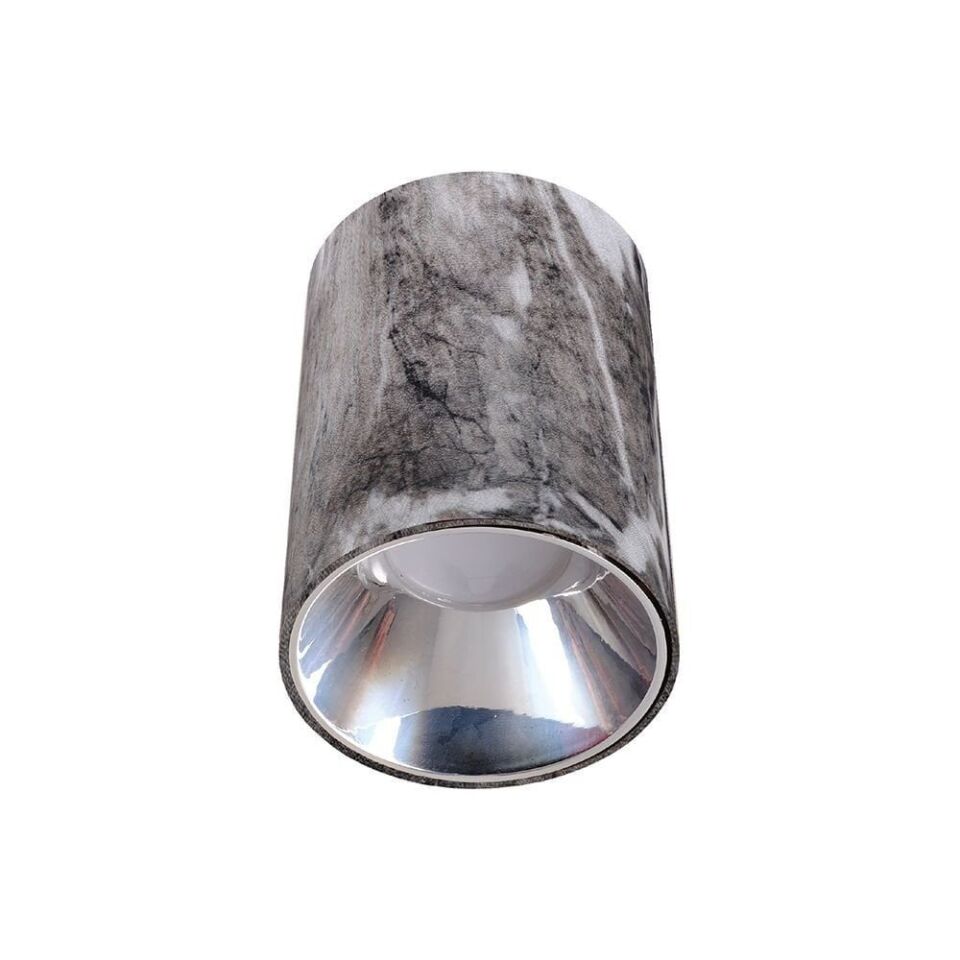 ACK AH12-08512 Gri Mermer Kasa - Siyah Reflektör Silindir Sıva Üstü Dekoratif Armatür