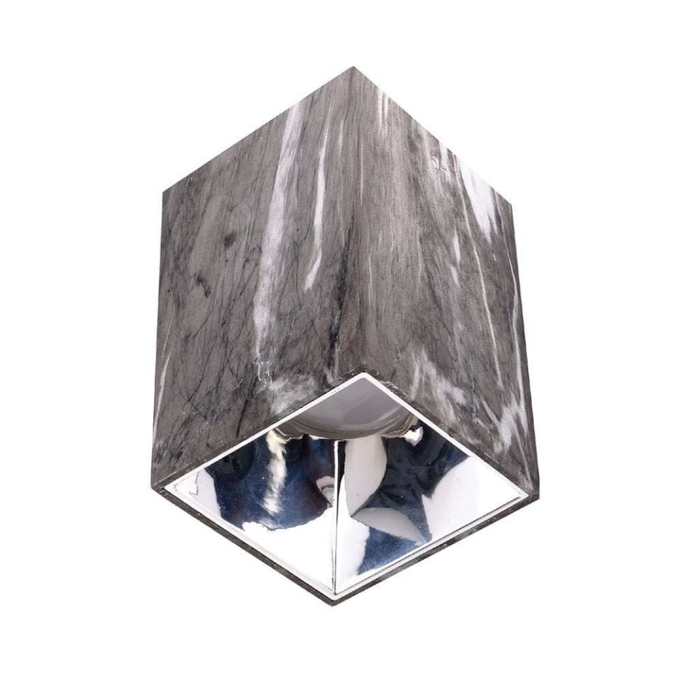 ACK AH12-07552 Gri Mermer Kasa - Krom Reflektör Sıva Üstü Dekoratif Armatür
