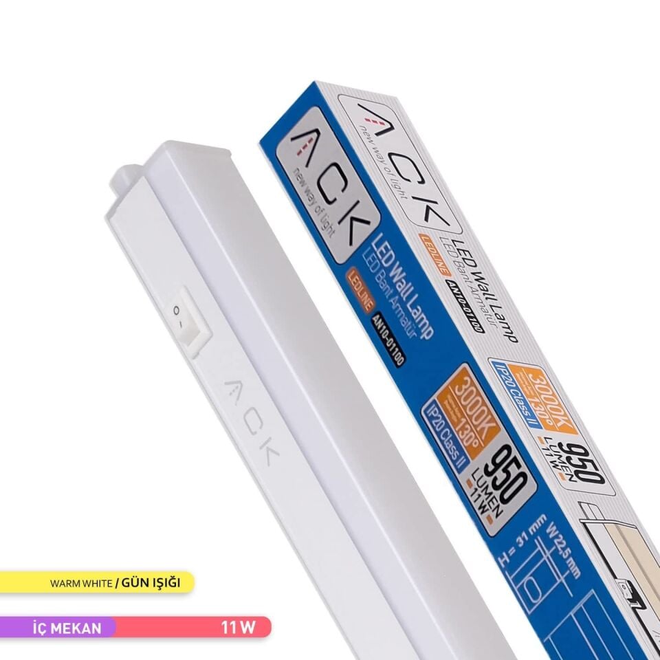 ACK AN10-01100 11W 3000K 87,3 cm LED Bant Armatür