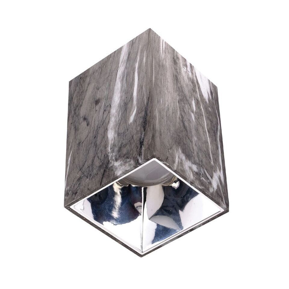 ACK AH12-07512 Gri Mermer Kasa - Siyah Reflektör Sıva Üstü Dekoratif Armatür