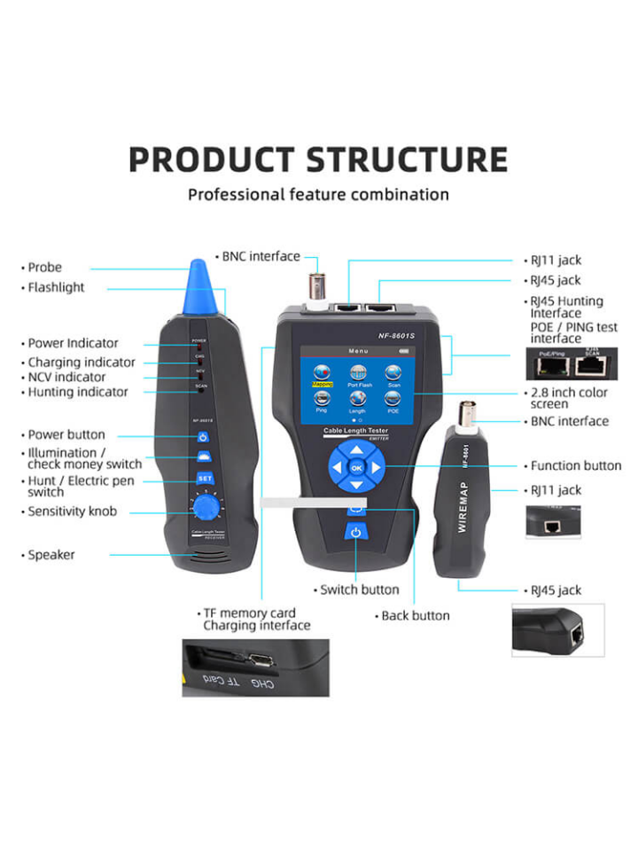 NOYAFA NF-8601S Çok Fonksiyonlu Network Kablo Test Cihazı