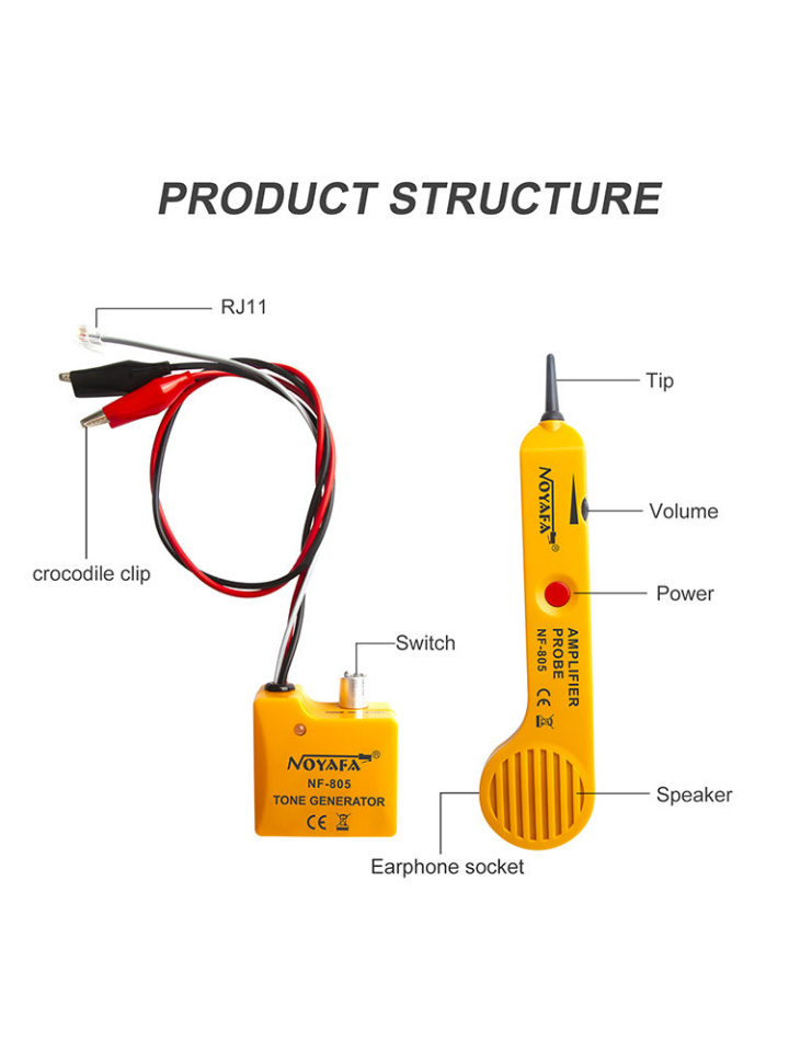 NOYAFA NF-805 Telefon ve Ağ Hattı Testi için Ton Jeneratörü ve Prob Kiti