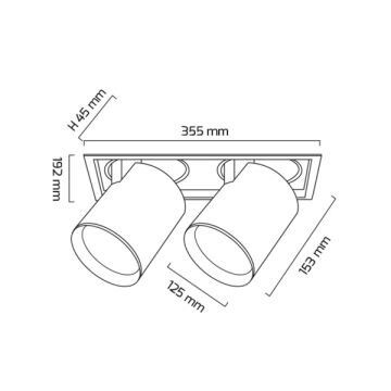 GOYA GY 3152-42 Siyah/Beyaz Kasa 2x40 Watt 360 Derece Hareketli LED Mağaza Spotu