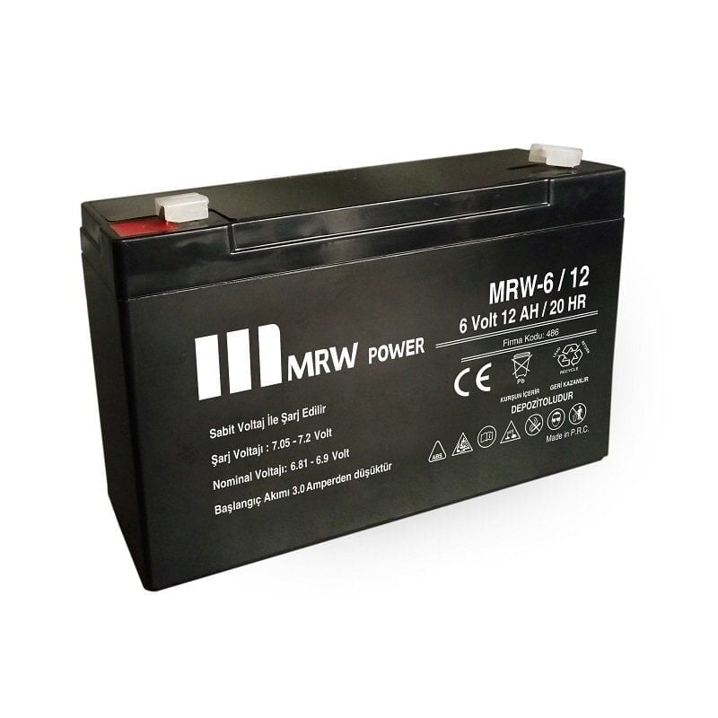 Mervesan 6V-12AH Kurşun/Asit Kuru Tip Akü MRW-6/12