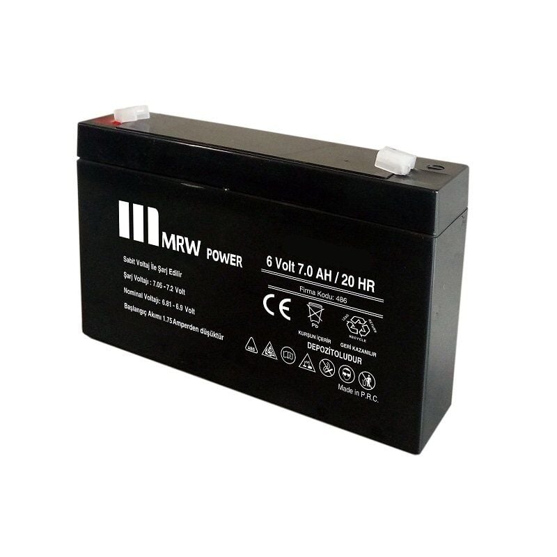 Mervesan 6V-7AH Kurşun/Asit Kuru Tip Akü MRW-6/7
