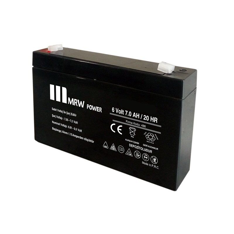Mervesan 6V-7AH Kurşun/Asit Kuru Tip Akü MRW-6/7