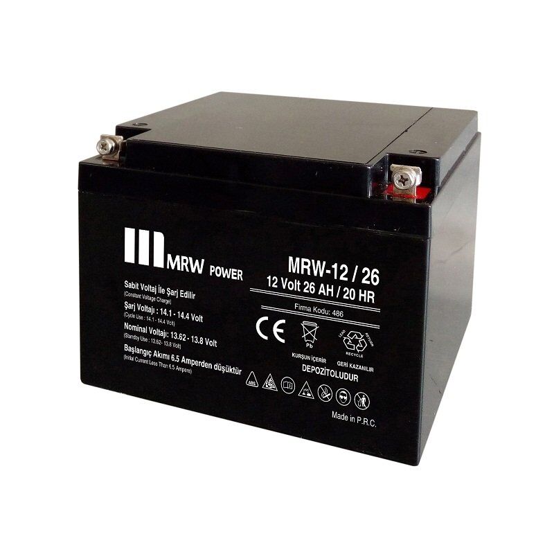 Mervesan 12V 26AH Kurşun/Asit Kuru Tip Akü MRW-12/26