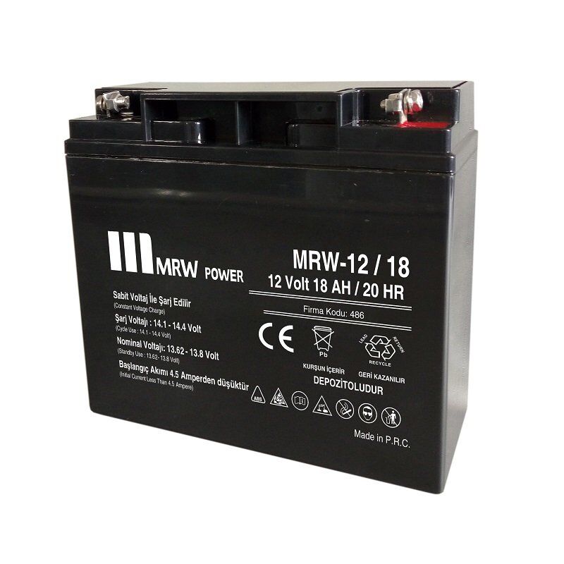 Mervesan 12V 18AH Kurşun/Asit Kuru Tip Akü MRW-12/18