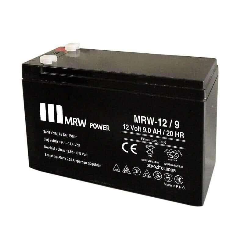 Mervesan 12V 9AH Kurşun/Asit Kuru Tip Akü MRW-12/9