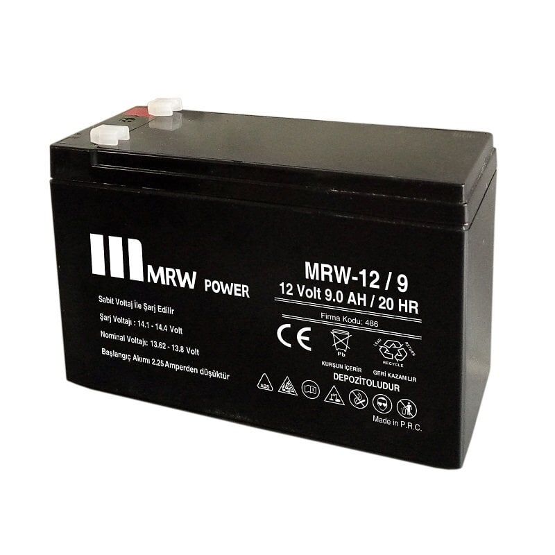 Mervesan 12V 9AH Kurşun/Asit Kuru Tip Akü MRW-12/9