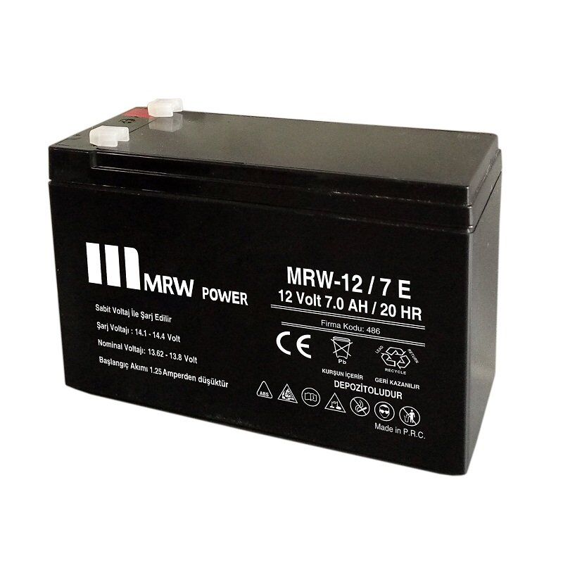 Mervesan 7AH/12V Kurşun/Asit Kuru Tip Akü MRW-12/7