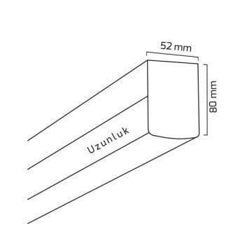 GOYA GY 8036-15 Siyah/Beyaz Kasa 64 Watt 150 cm Sıva Üstü DİMLİ Lineer Armatür
