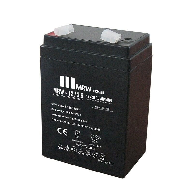 Mervesan 2.6 AH 12V Kurşun/Asit Kuru Tip Akü MRW-12/2.6