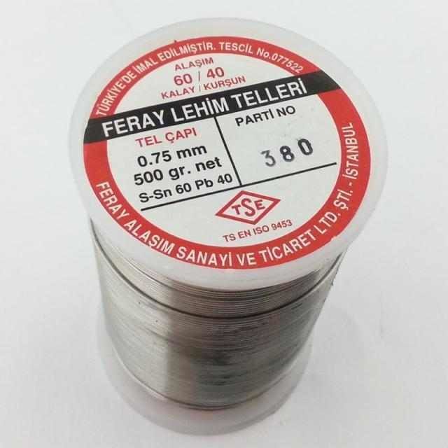 Feray Lehim Teli 0.75 mm 500 gr Sn60/Pb40 Makaralı Lehim Teli