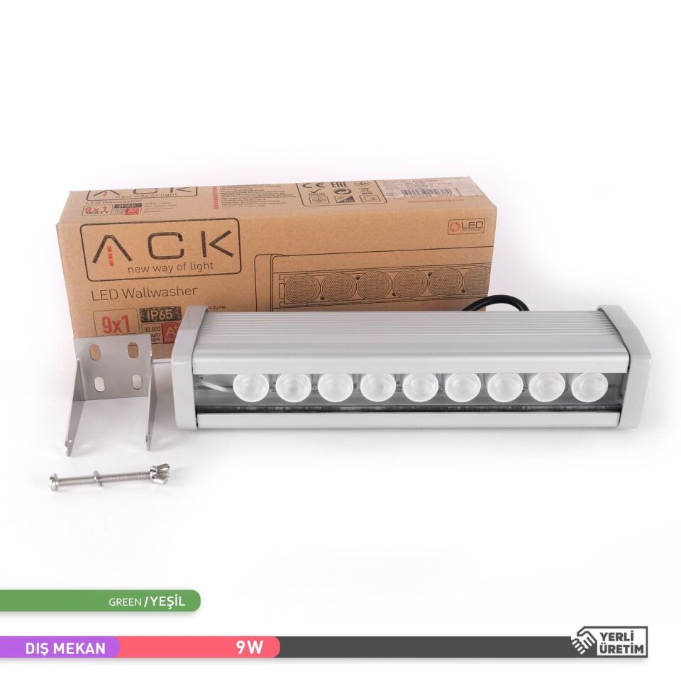 ACK AT20-00953 9W Led WallWasher Yeşil Işık