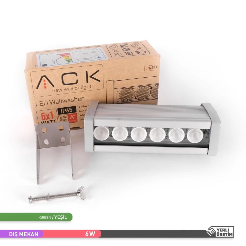 ACK AT20-00653 6W Led WallWasher Yeşil Işık