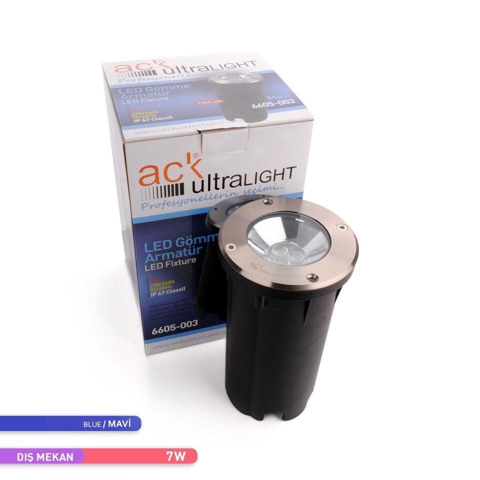 ACK 6605-003 7W Mavi Işık Led Yer Armatürü