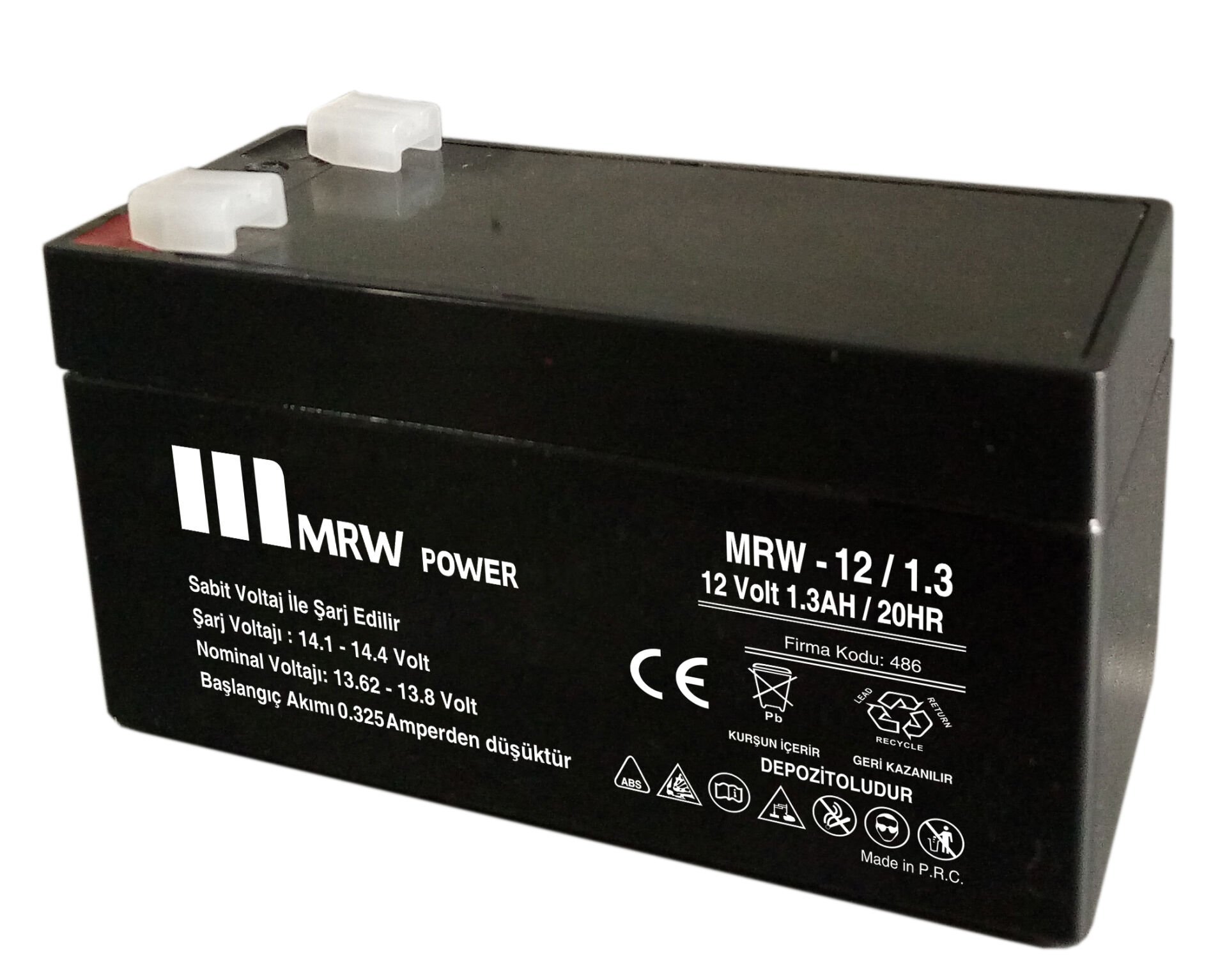 Mervesan MRW-12/1.3  1.3 AH MRW Power Markalı Kurşun Asit Kuru TİP Akü