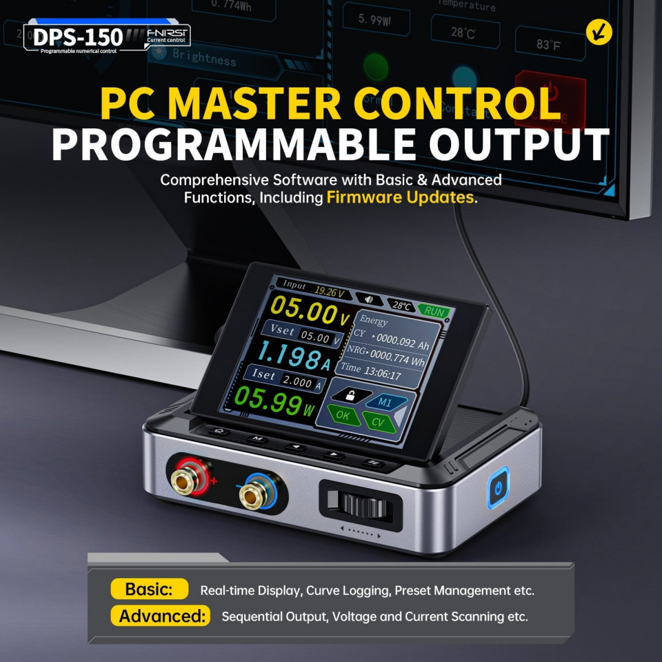 FNIRSI DPS-150 H Plus 0-30V 5A 150W Mini DC Programlanabilir Güç Kaynağı Full Set