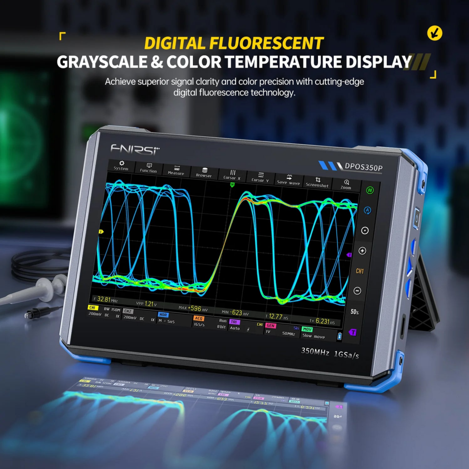 FNIRSI DPOS350P 4'ü 1 Arada 350MHz 1GSPS Osiloskop + Sinyal Jeneratörü + Spektrum Analizörü + Frekans Tepkisi Analizörü