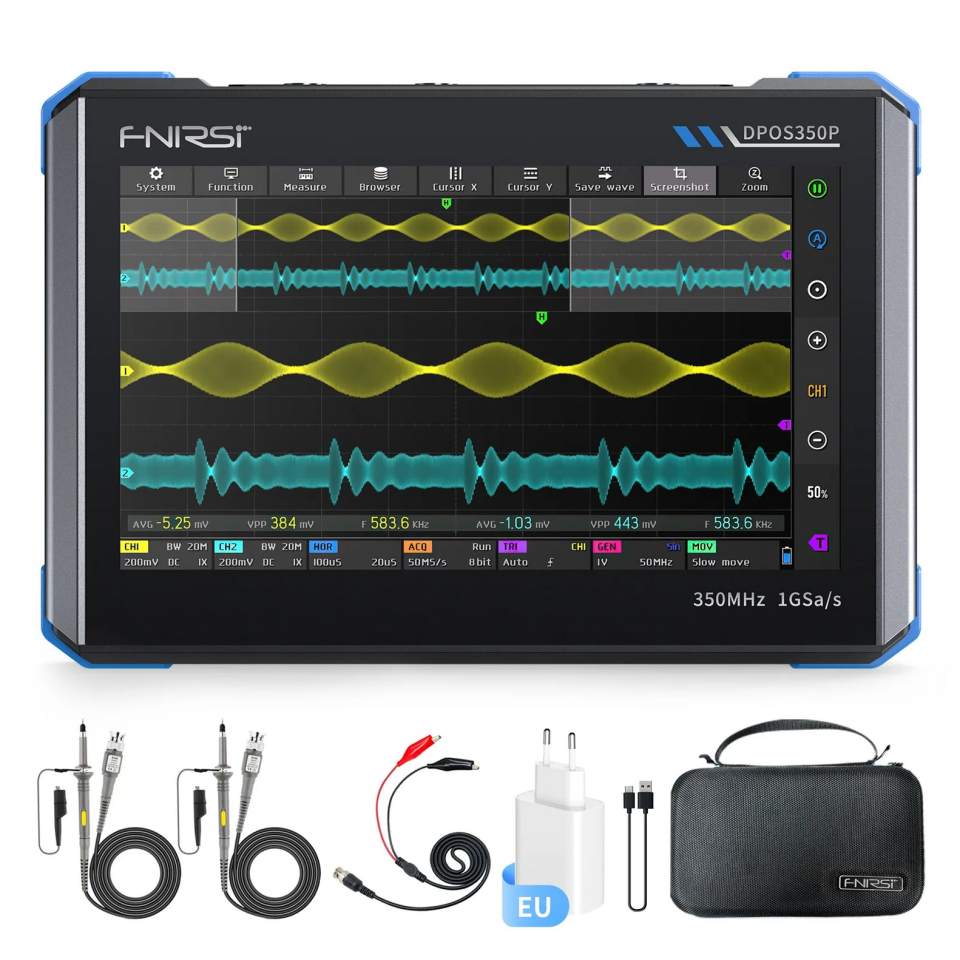 FNIRSI DPOS350P 4'ü 1 Arada 350MHz 1GSPS Osiloskop + Sinyal Jeneratörü + Spektrum Analizörü + Frekans Tepkisi Analizörü