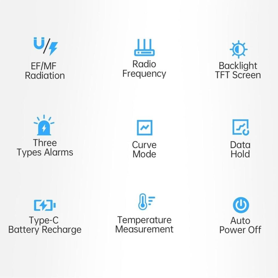 FNIRSI ERD-10 4'ü 1 Arada Elektromanyetik Radyasyon Detektörü