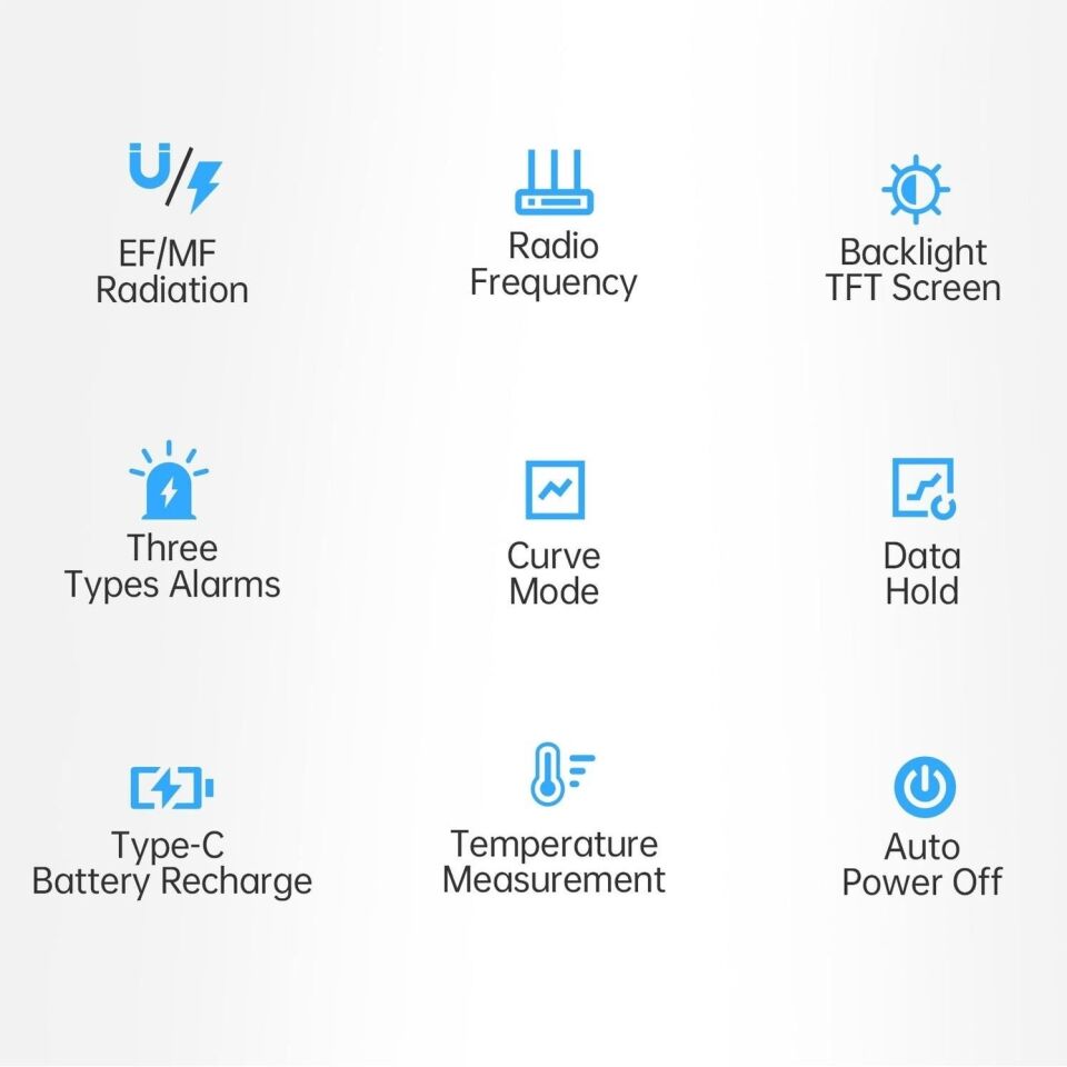 FNIRSI ERD-10 4'ü 1 Arada Elektromanyetik Radyasyon Detektörü